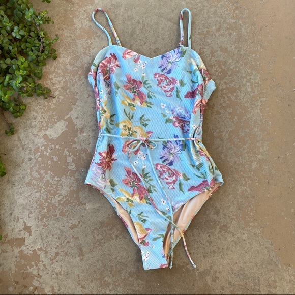 Chelsea28 Other - Chelsea 28 Retro Tie Floral One Piece Swimsuit